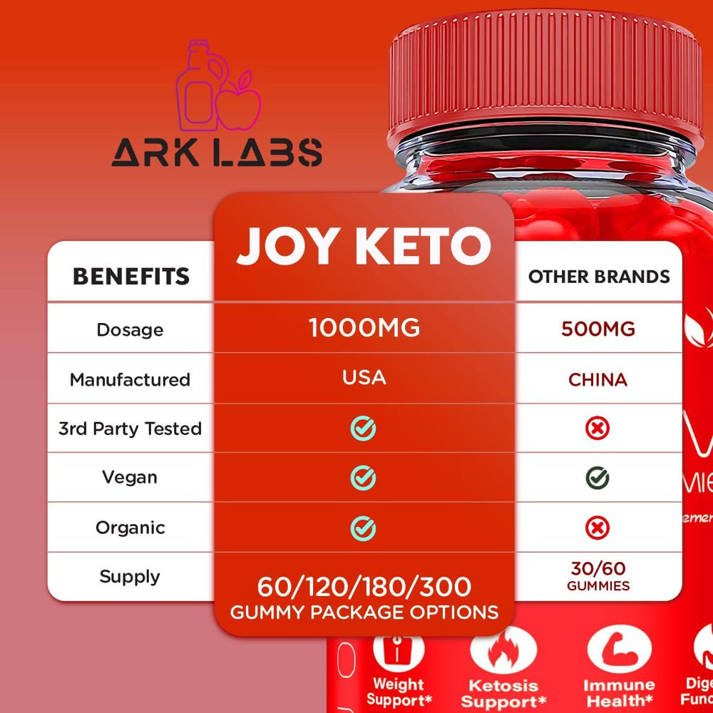 (1 Pack) Joy Keto Pro Grade Keto ACV Gummies - Apple Cider Vinegar Supplement for Weight Loss - Energy & Focus Boosting Dietary Supplements for Weight Management & Metabolism - Fat Burn - 60 Gummies