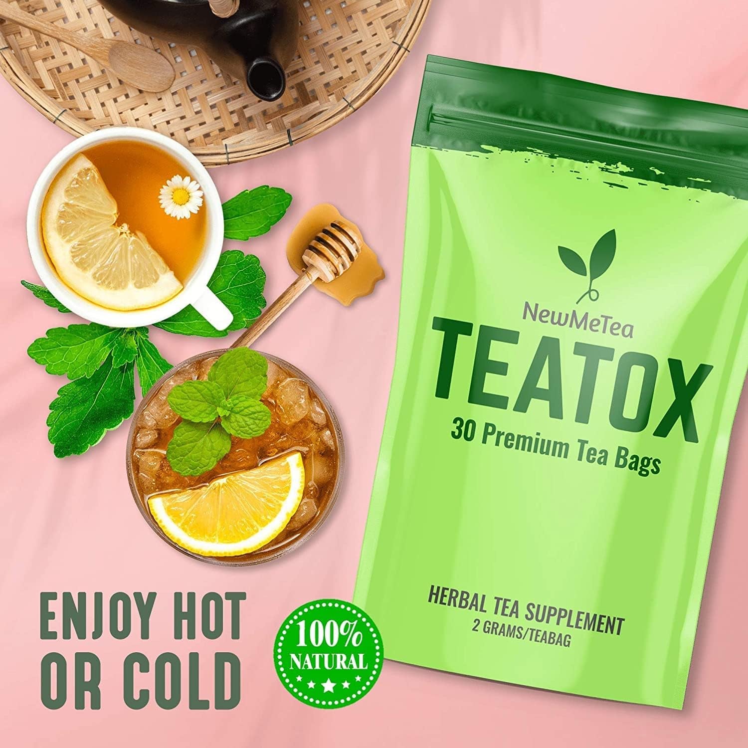 30 Day Detox Tea for Women & Men, All-Natural Herbal Teatox, Energy, Digestion, Body & Immune, Detox Cleanse with Senna Leaf, Keto, Vegan, Non-Gmo