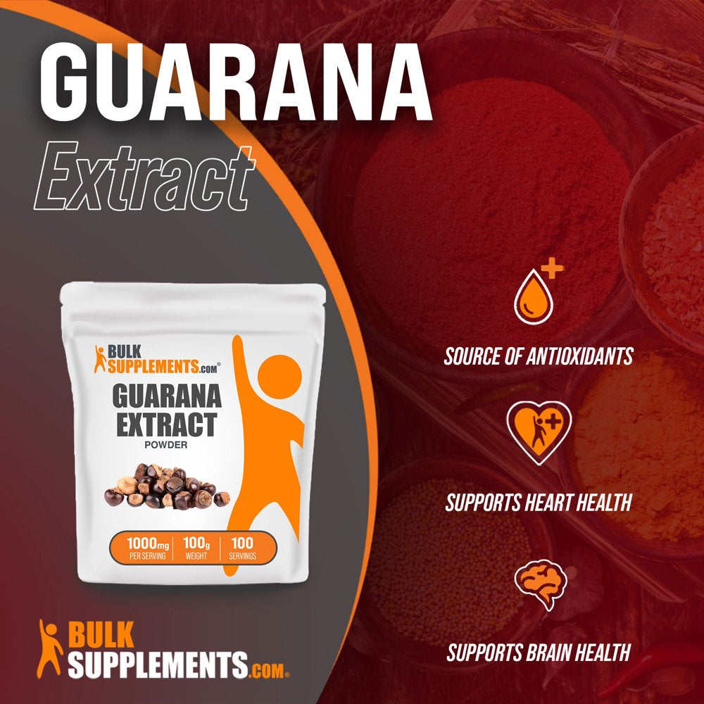 Bulksupplements.Com Guarana Extract Powder, 1000Mg - Guarana for Cognitive Support (100G - 100 Servings)