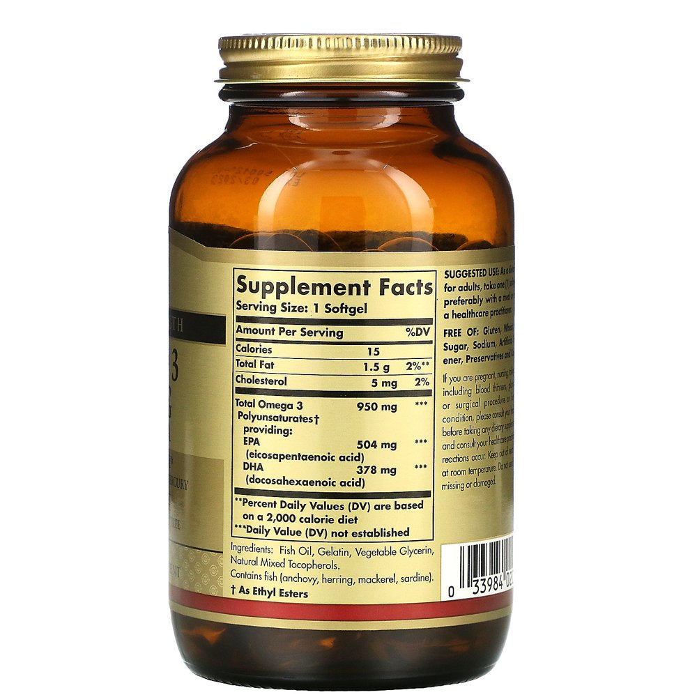 Solgar Triple Strength Omega-3 Softgels, 950 Mg, 100 Ct