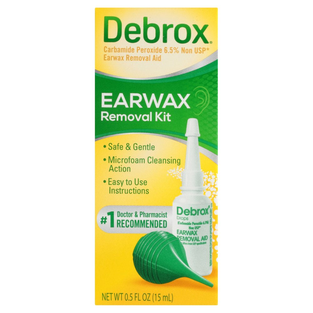 Debrox Ear Wax Removal Kit, Ear Cleaning Rubber Bulb Syringe and 0.5 Fl Oz Ear Wax Removal Drops