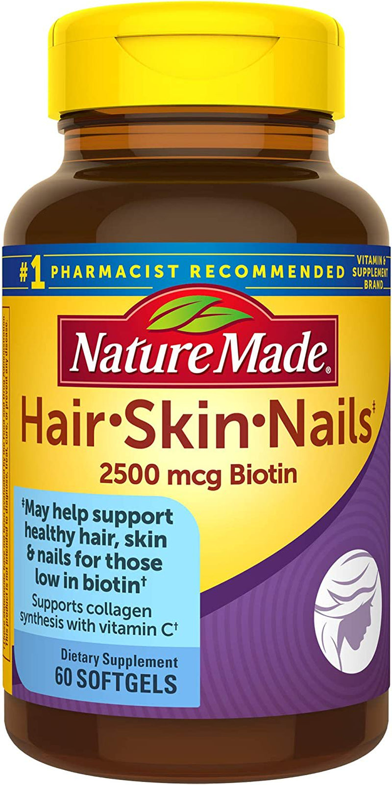 Nature Made Hair Skin and Nails with Biotin 2500 Mcg, Dietary Supplement for Healthy Hair Skin and Nails Support, 120 Softgels, 120 Day Supply