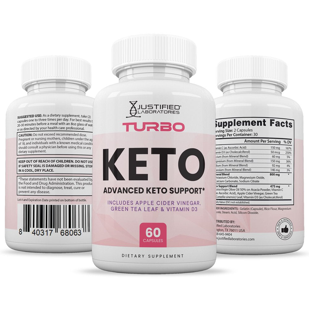 (3 Pack) Turbo Keto ACV Pills 1275Mg Alternative to Gummies Dietary Supplement 180 Capsules