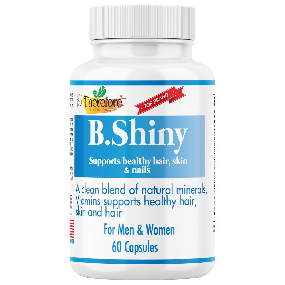 B_SHINY Hair Growth Vitamins- (High Potency) for Adult Men & Women, Skin Vitamins, Nail Growth and Strengthener - 60 Capsules Great Taste Hair Skin and Nails Vitamins