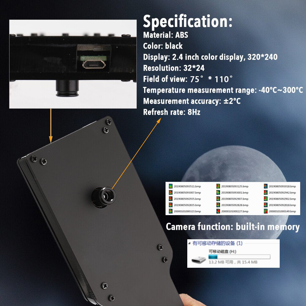 Simple Handheld Thermal Imaging Camera Digital LCD Display Screen Thermometer Measurement Instrument Multipurpose Detection Tool 2.4 Inch