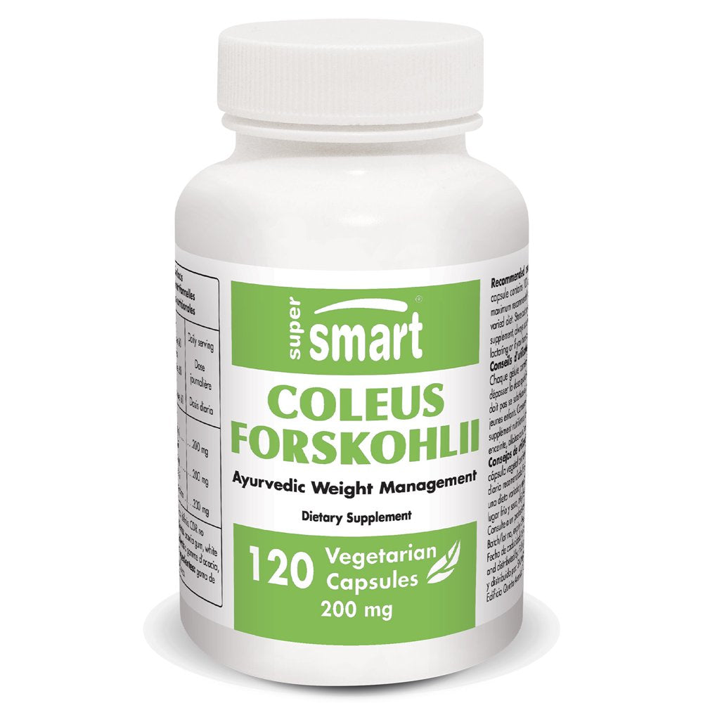 Supersmart - Coleus Forskohlii (10% Forskolin) 200 Mg per Day - Appetite Suppressant - Weight Loss Supplement | Non-Gmo & Gluten Free - 120 Vegetarian Capsules