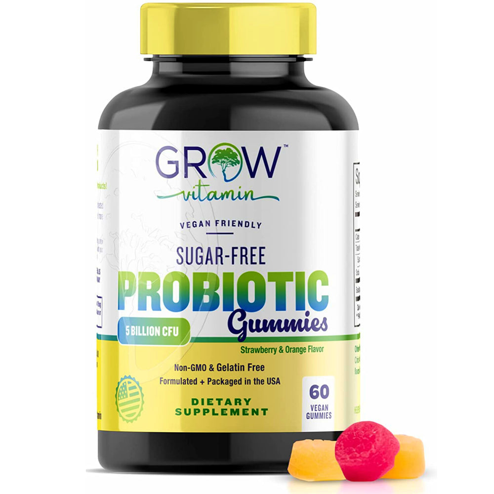 Vegan Probiotic Gummies 5 Billion CFU, Sugar-Free, Promotes Digestive Health & Immunity - Helps with Constipation, Bloating, Detox, Leaky Gut & Gas Relief - Vegan, Non-Gmo, Gluten-Free - 60Ct (1 Pack)