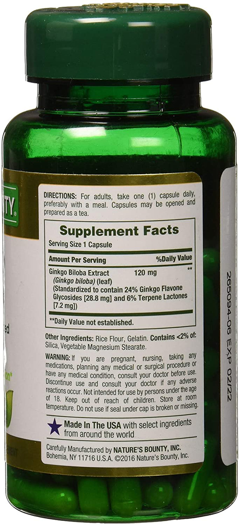 Nature'S Bounty Ginkgo Biloba, 120 Mg, 100 Ea