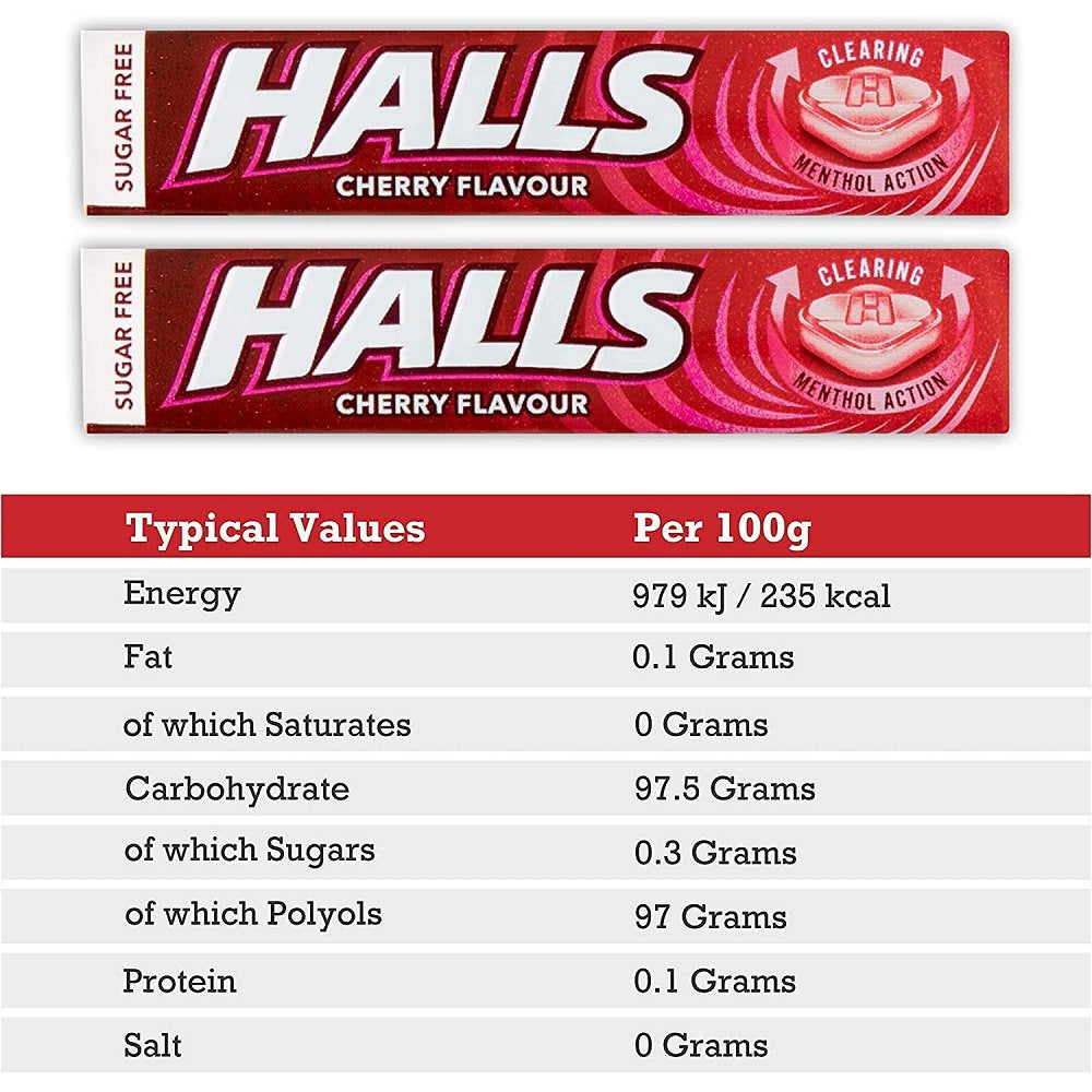 Halls Sugar Free Cherry Flavour 32G (Pack of 20)