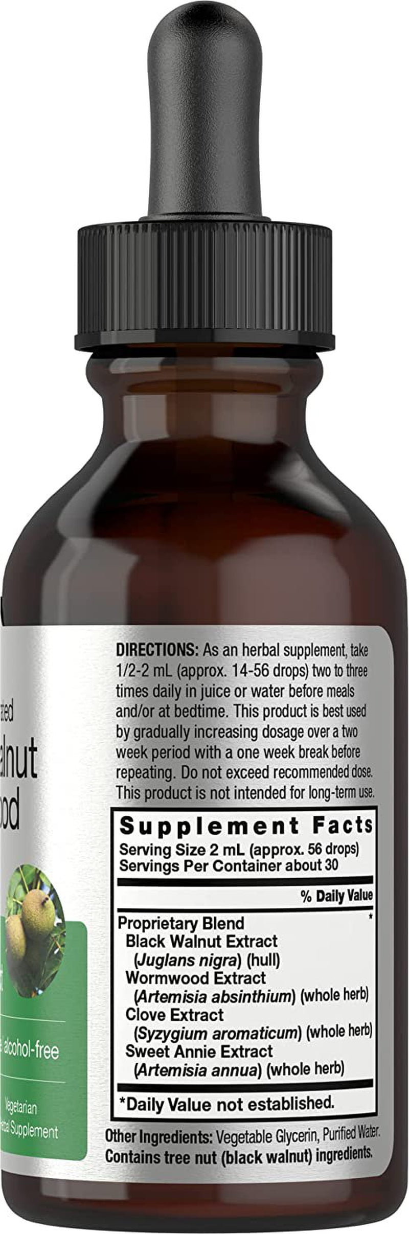 Black Walnut Wormwood Liquid Extract | 2 Oz | Vegtarian | by Horbaach