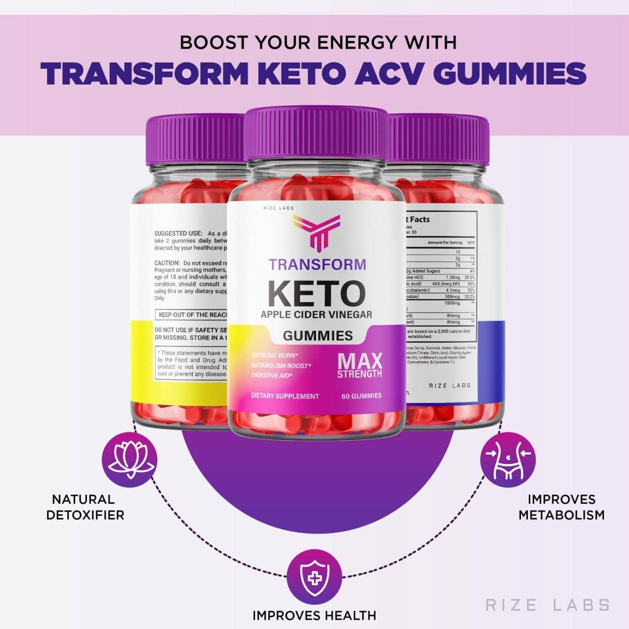 Transform Keto ACV Gummies Transform Apple Cider Vinegar Advanced Gummies (60 Gummies)