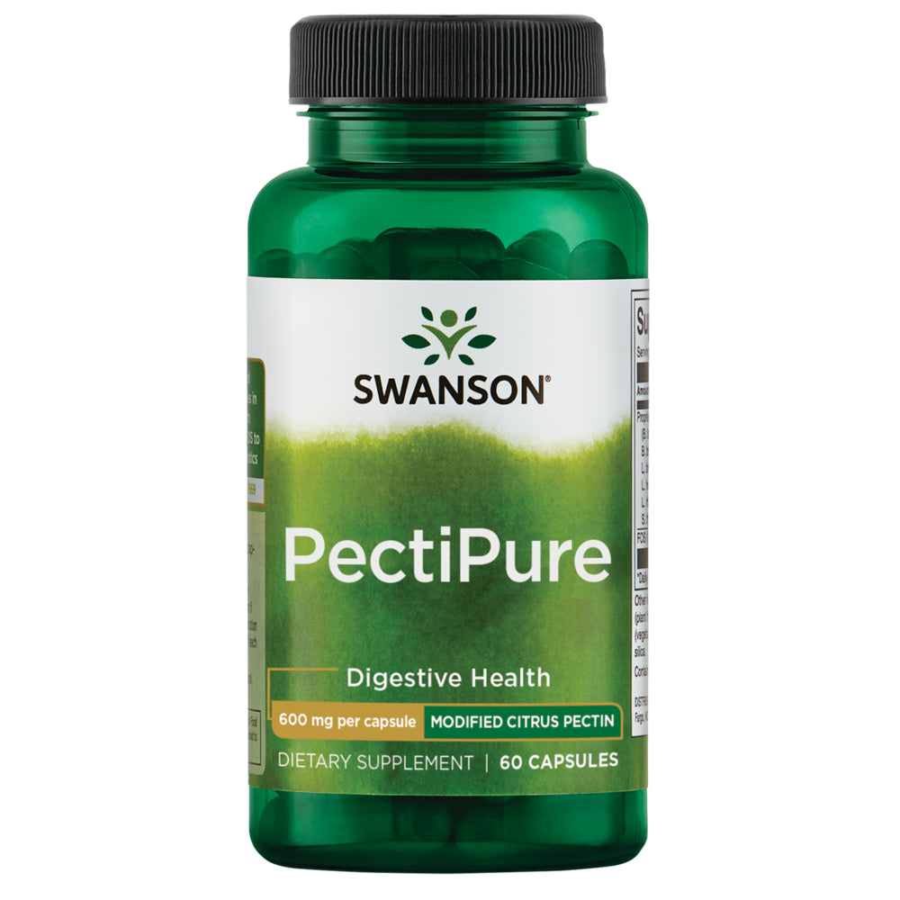 Swanson Pectipure Modified Citrus Pectin - Supports Digestive Health and Cellular Health - Delivers Minimum of 82% Galacturonic Acid - Natural Wellness Supplement - (60 Capsules, 600Mg Each)