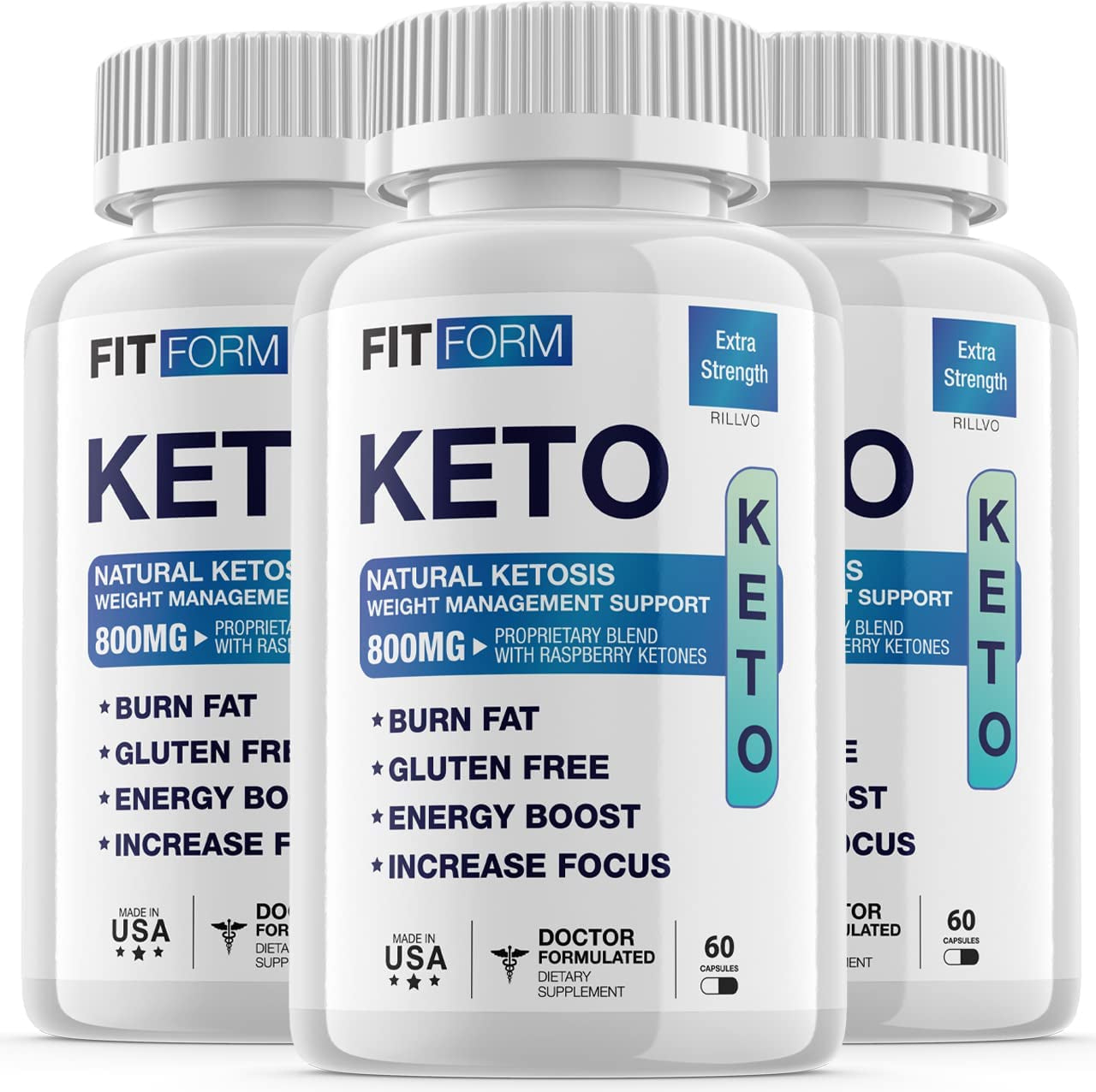 (3 Pack) Fit Form Keto Pills Advanced Ketogenic Formula (180 Capsules)