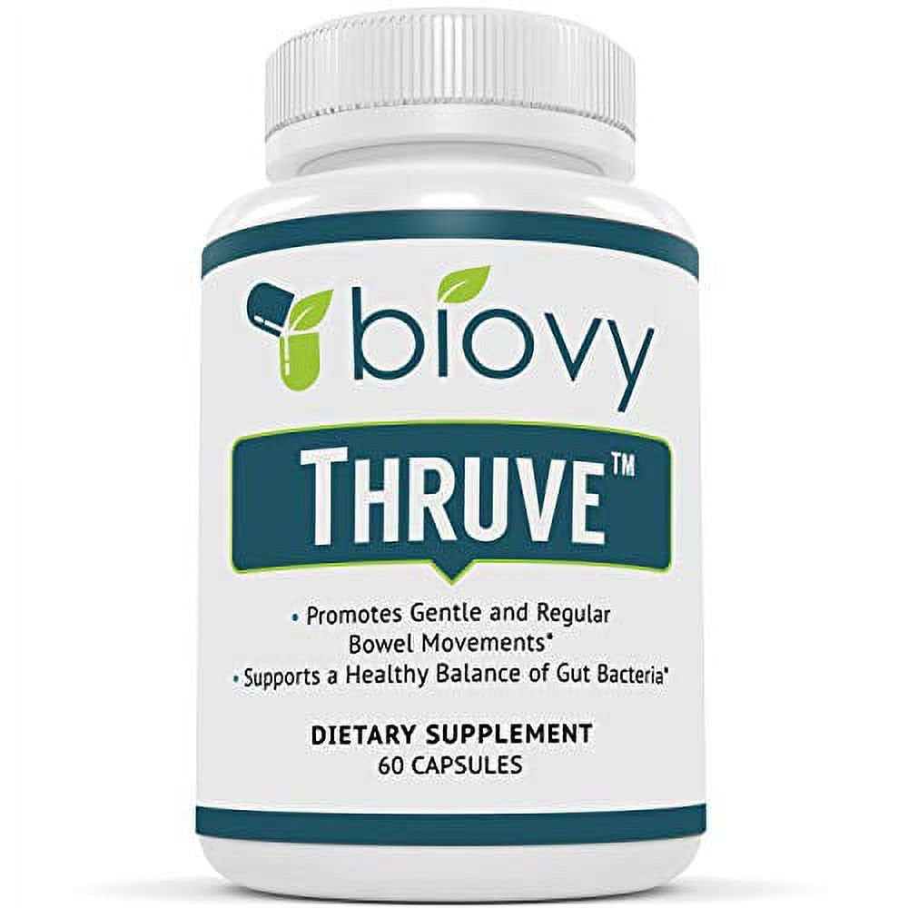 Thruve Long-Term Constipation Relief Supplement - Probiotics, Prebiotics, Natural Laxatives Easy to Swallow - Best Herbal Supplement Constipation - 60 Pills