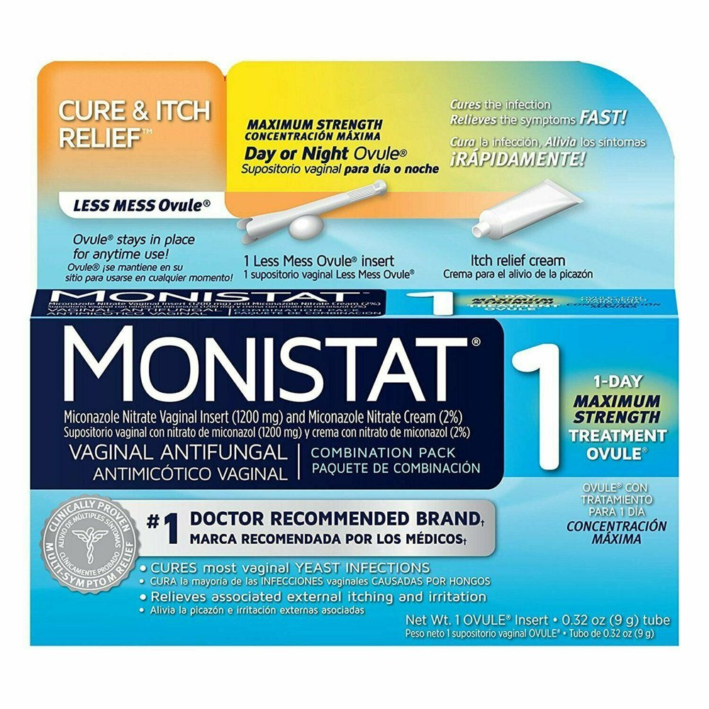 Monistat Day or Night Ovule Vaginal Antifungal Itch Relief 0.32 Oz, 6-Pack