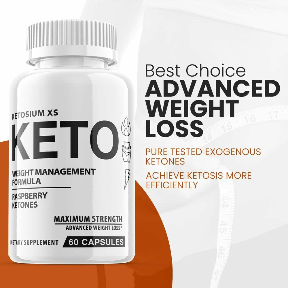 (2 Pack) Ketosium XS Keto - Supplement for Weight Loss - Energy & Focus Boosting Dietary Supplements for Weight Management & Metabolism - Advanced Fat Burn Raspberry Ketones Pills - 120 Capsules