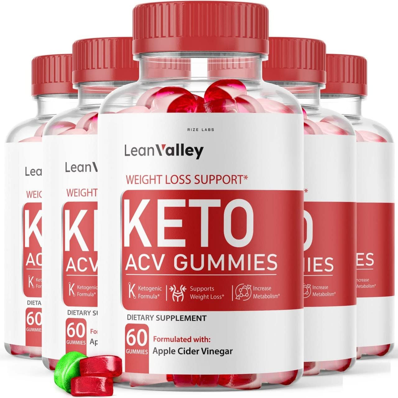 (5 Pack) Lean Valley Keto ACV Gummies Apple Cider Vinegar Advanced Gummies (300 Gummies)