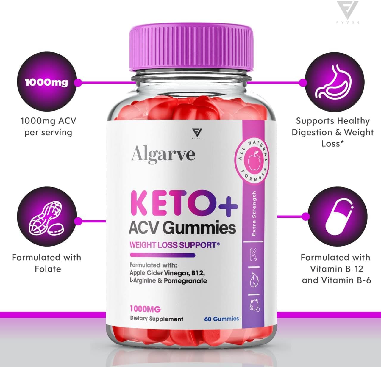 (2 Pack) Algarve Keto Gummies for Weight Loss Algrave Keto + ACV, Algarve Keto plus AVC ATV Advanced Gummies Belly Fat Diet Burner, Apple Cider Vinegar Women Men (120 Gummies)