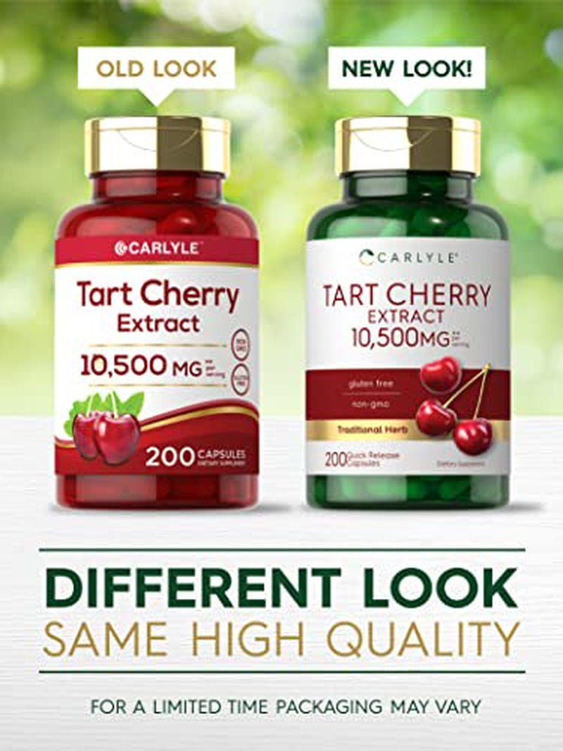 Tart Cherry Capsules | 200 Pills | Max Potency | Non-Gmo, Gluten Free | Tart Cherry Juice Extract | by Carlyle