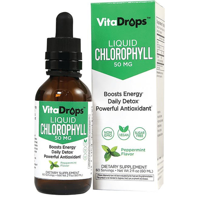 Vitadrops Liquid Chlorophyll Colon Cleanse, Peppermint Flavor, 2 Fl Oz (60 Ml)