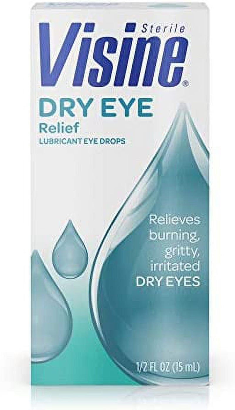 Visine Dry Eye Relief Lubricant Eye Drops for Irritated & Dry Eyes, 0.5 Fl. Oz