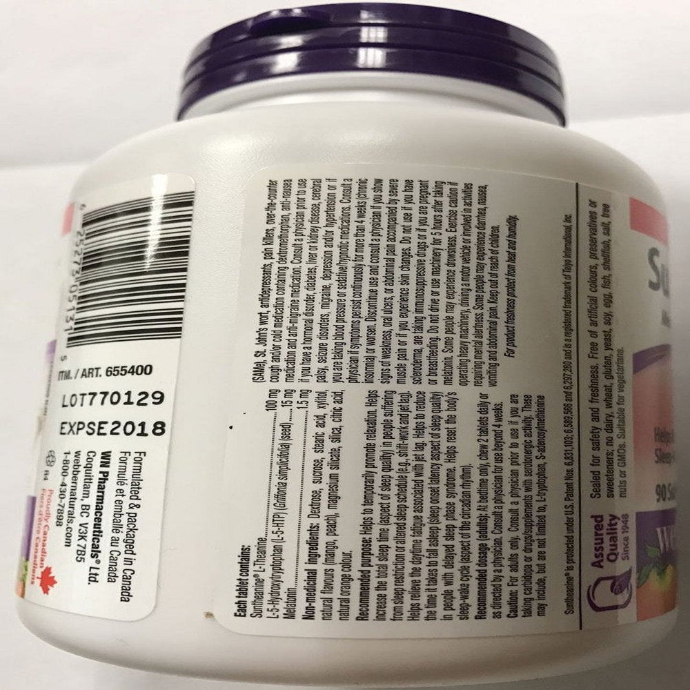 Webber Naturals Super Sleep Natural for Insomnia and Anxiety 90 Tablets (2) {Imported from Canada}