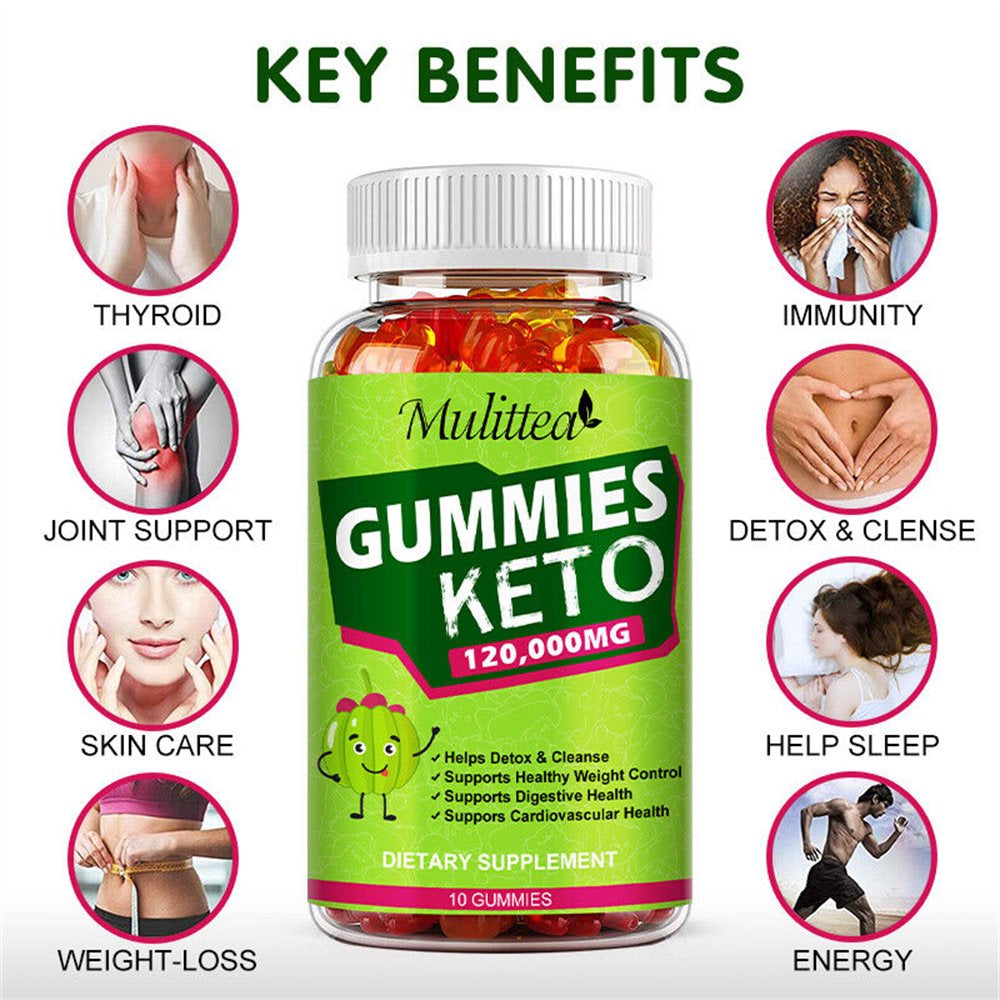 Mulittea Keto Gummies Supplement 120,000Mg for Advanced Weight Management & Boost Metabolism, 60 Gummies