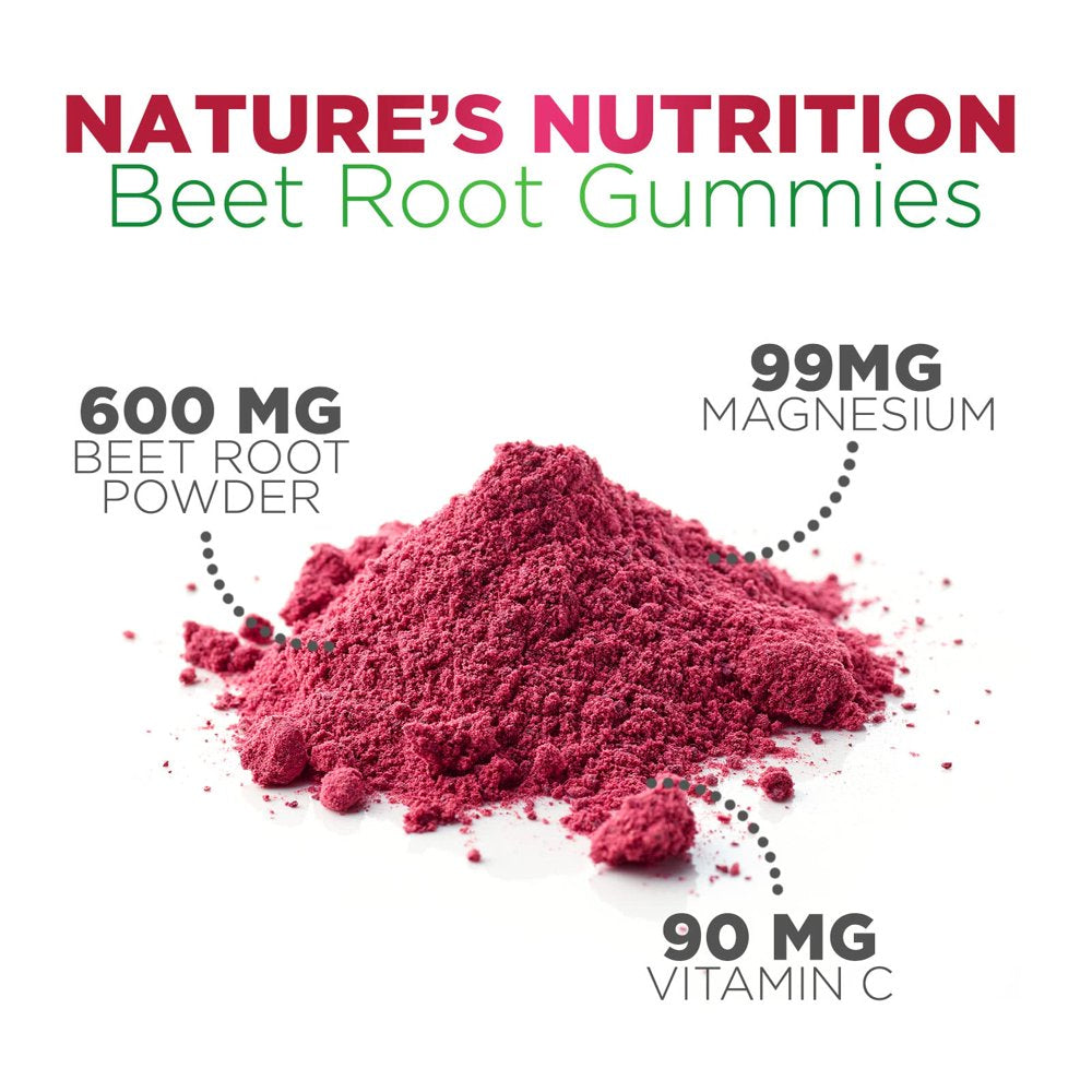 Nature'S Nutrition Beet Chews Gummies with Beetroot - Energy & Heart Health Support, Natural Nitric Oxide Production Support, Superfood Beets Soft Chews Gummy Supplement - 60 Count Beet Root Gummies