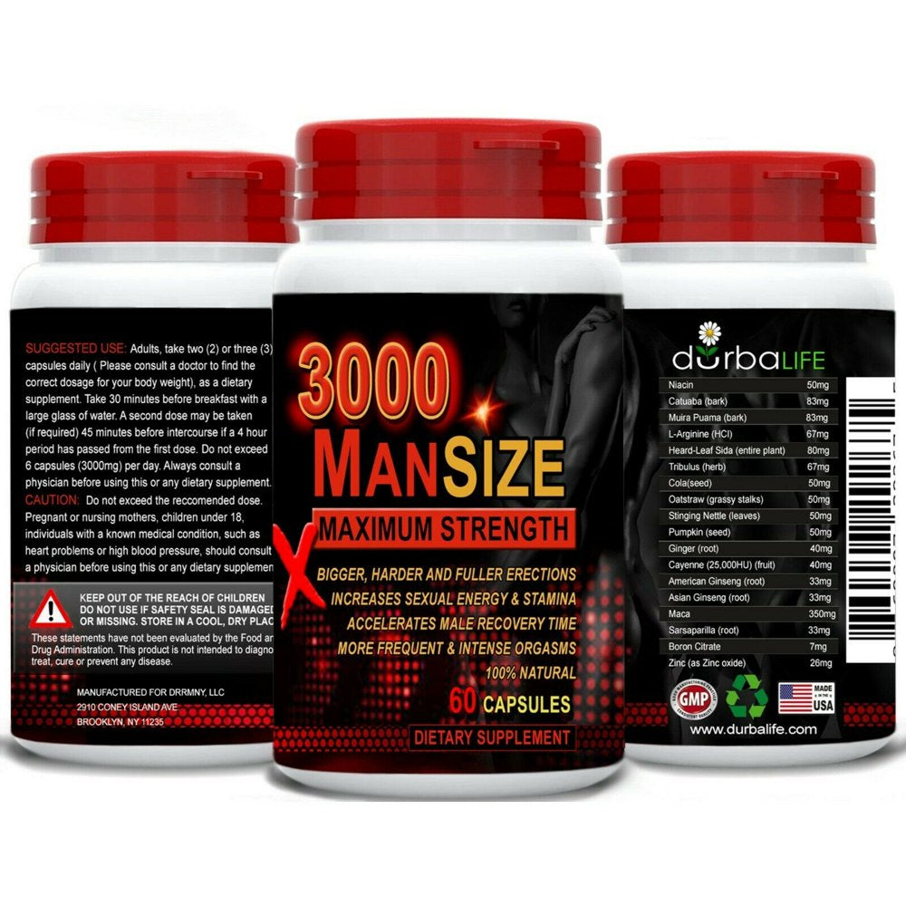 Durbalife Mansize 3000 Male Supplements Multi Maca & Tribulus Formula up to 3000Mg (1 Month Supply)