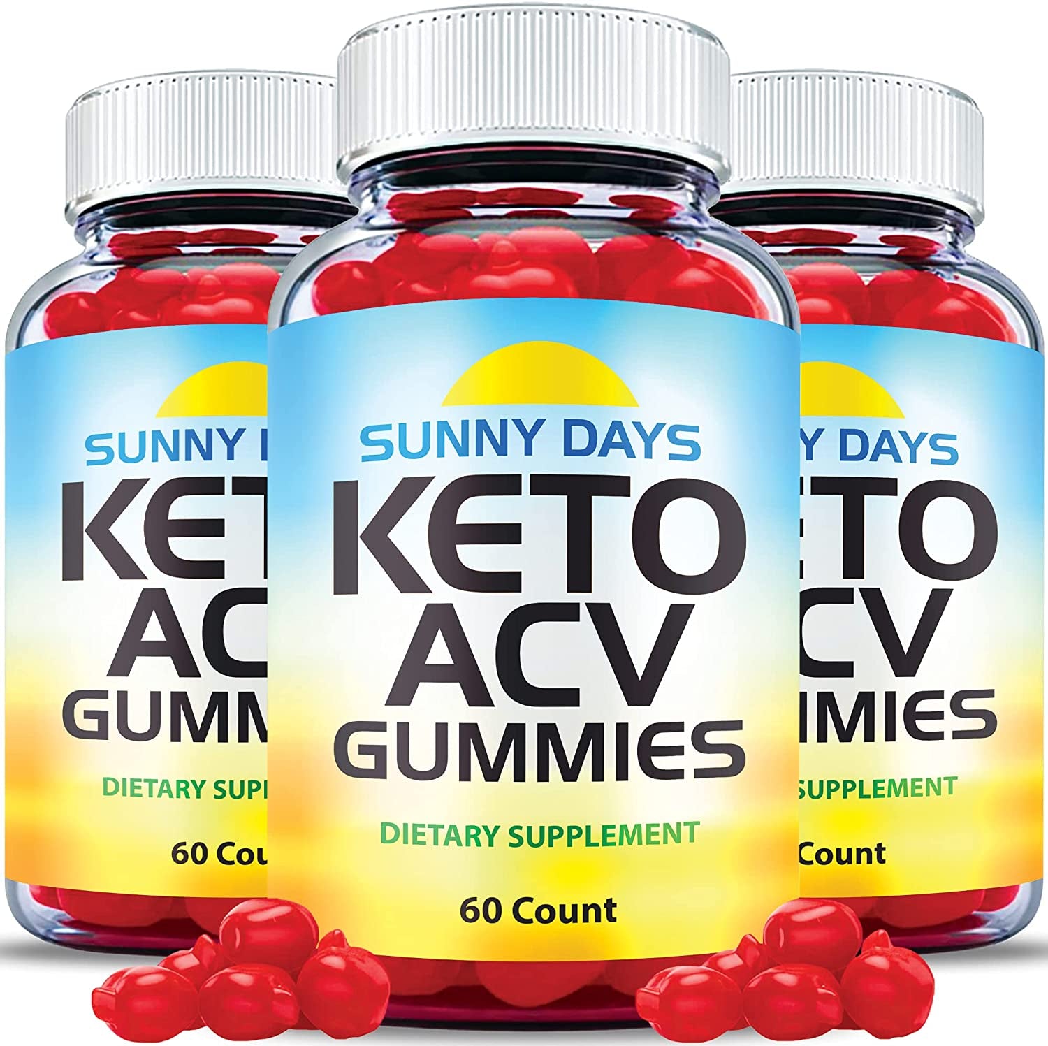 (3 Pack) Sunny Days Keto ACV Gummies - Official Formula, Vegan, Non Gmo - Sunny Days Keto plus ACV Gummies, Sunny Days ACV Gummies Weight with Apple Cider Vinegar, Vitamin B12, Keto ACV (180 Gummies)