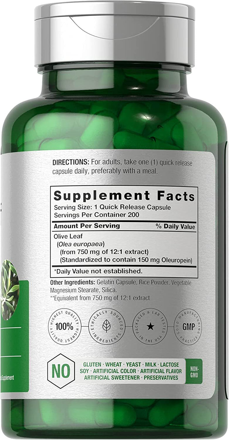 Olive Leaf Extract 9000Mg | 200 Capsules | by Horbaach