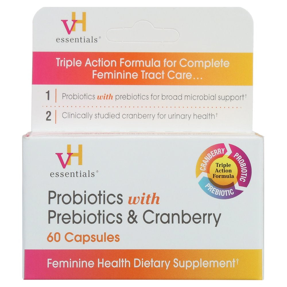 Vh Essentials Probiotics with Prebiotics and Cranberry Feminine Health Supplement - 60 Capsules