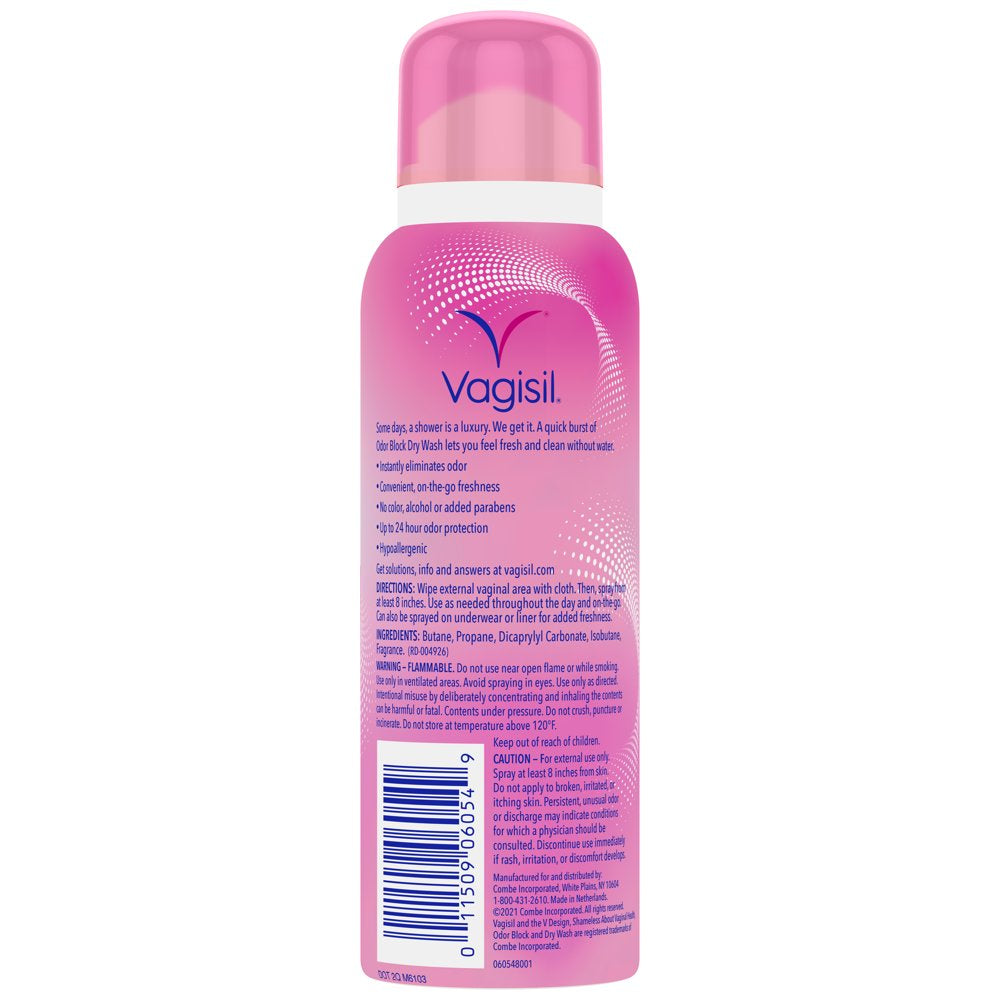 Vagisil Odor Block Freshening Intimate Dry Wash Spray, 2.6 Oz