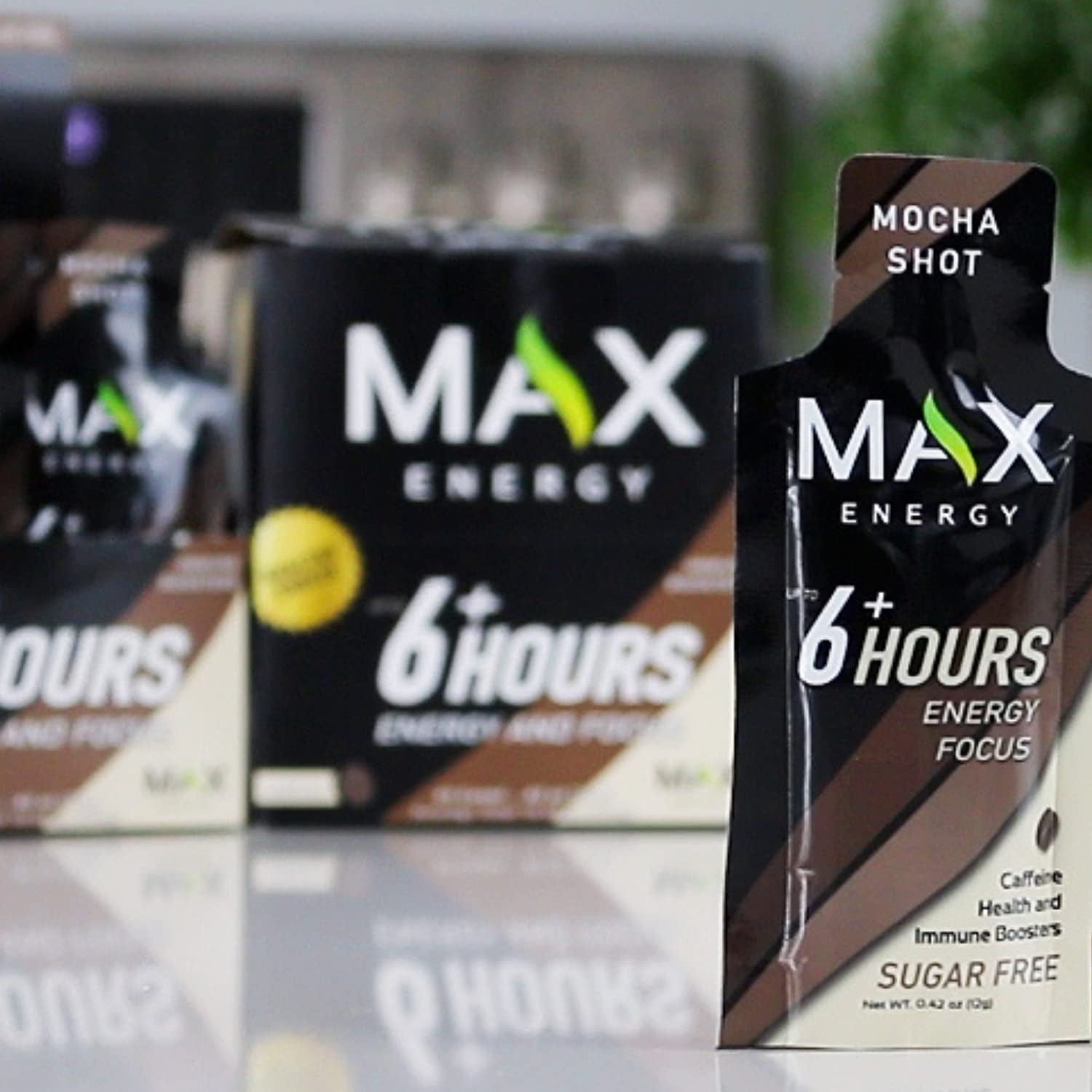 Max Energy Mocha Shot, Healthy Energy & Immune Boosters, Sugar Free, 5 Calories Each, up to 6 Hours of Energy, 25 Pack