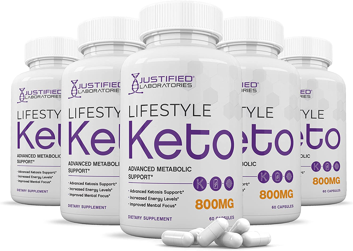 (5 Pack) Lifestyle Keto 800MG Includes Patented Gobhb® Exogenous Ketones Advanced Ketosis Support for Men Women 300 Capsules