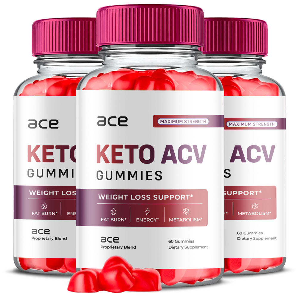 (3 Pack) Ace Keto ACV Gummies - Dietary Supplement for Weight Management - Energy & Focus Boosting - 180 Gummies