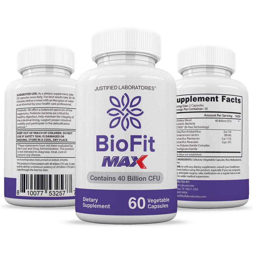 (3 Pack) Biofit Max Probiotic 40 Billion CFU Supplement for Men and Women 180 Capsules