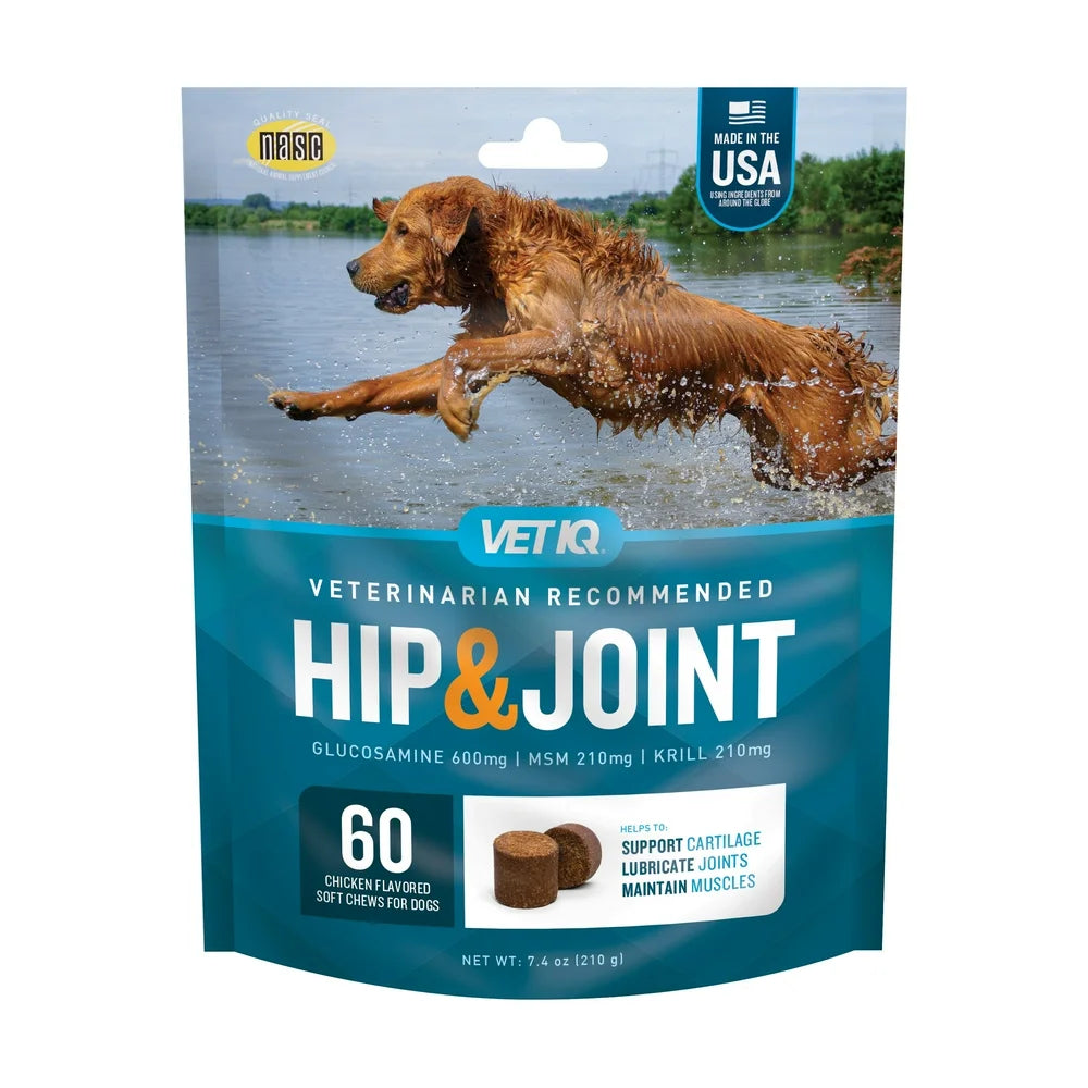 Vetiq Hip & Joint Supplement for Dogs, Chicken Flavored Soft Chews, 7.4 Oz, 60 Count