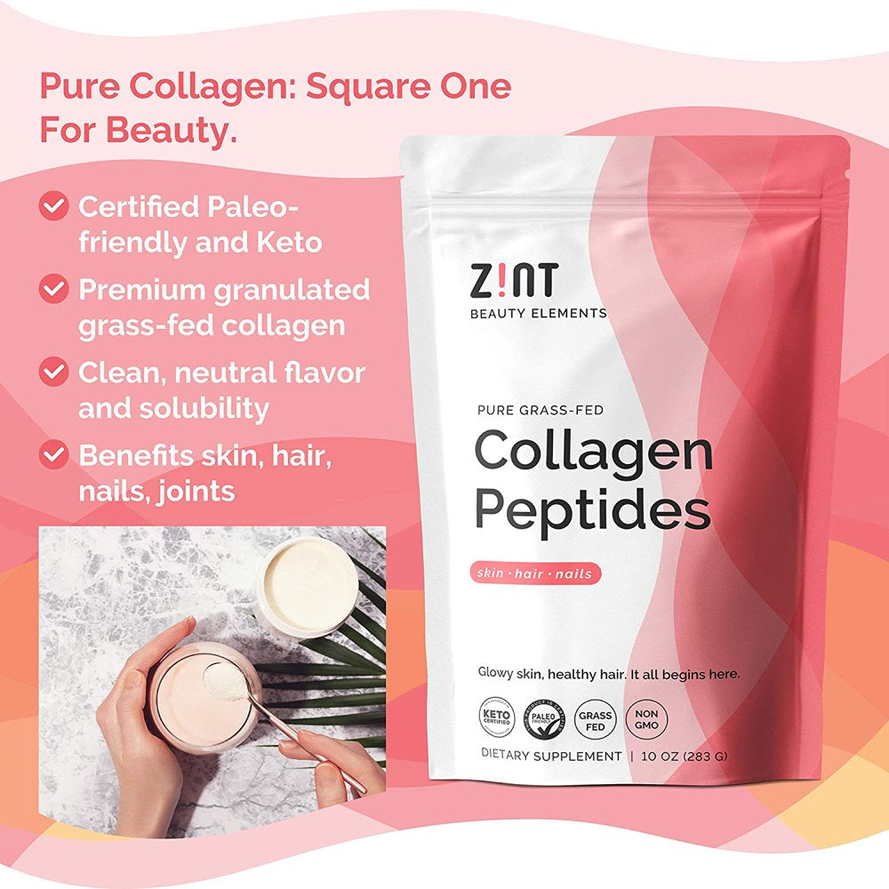 Zint Collagen Peptides Protein Powder , Natural Collagen Booster , Joint Supplements for Men & Women, 10 Oz 10 Ounce (Pack of 1)