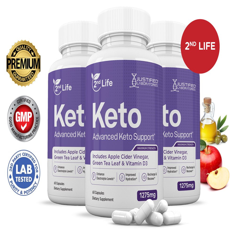 2Nd Life Keto ACV Pills 1275Mg Alternative to Gummies Dietary Supplement 180 Capsules