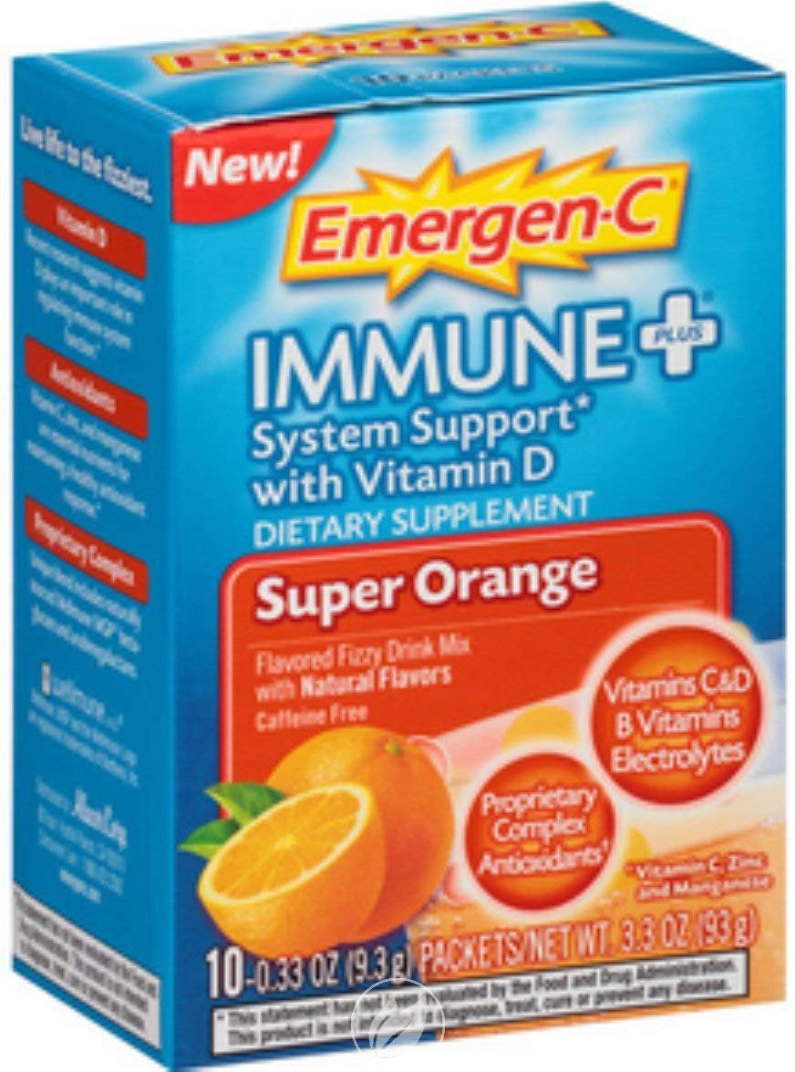 Emergen-C Immune + Raspberry Super Orange 3.1 Oz by Alacer, Pack of 2