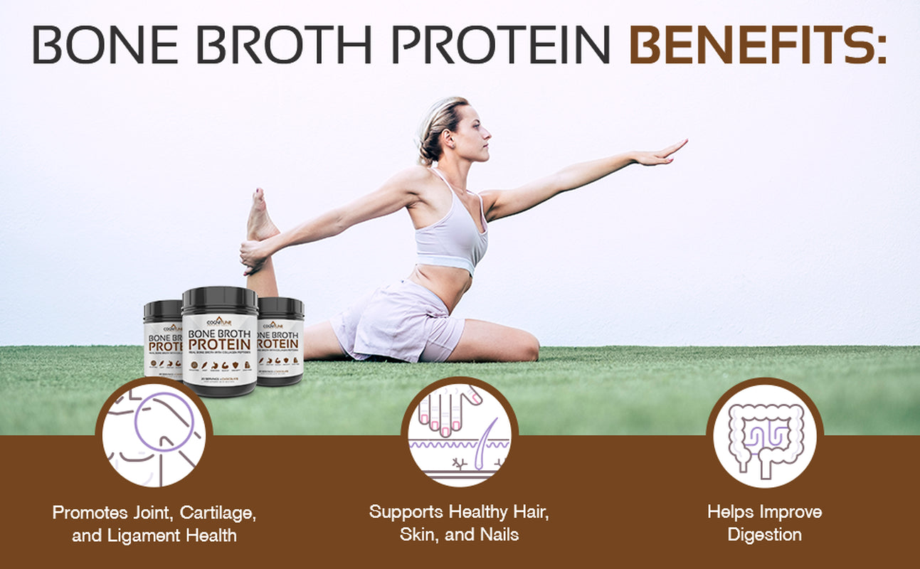 Cognitune Bone Broth Chocolate Protein Powder for Immune Support, Grass Fed Collagen Peptides, No Sugar, Paleo & Keto Friendly, Dairy Free, Gluten Free - 20G Protein 20 Servings