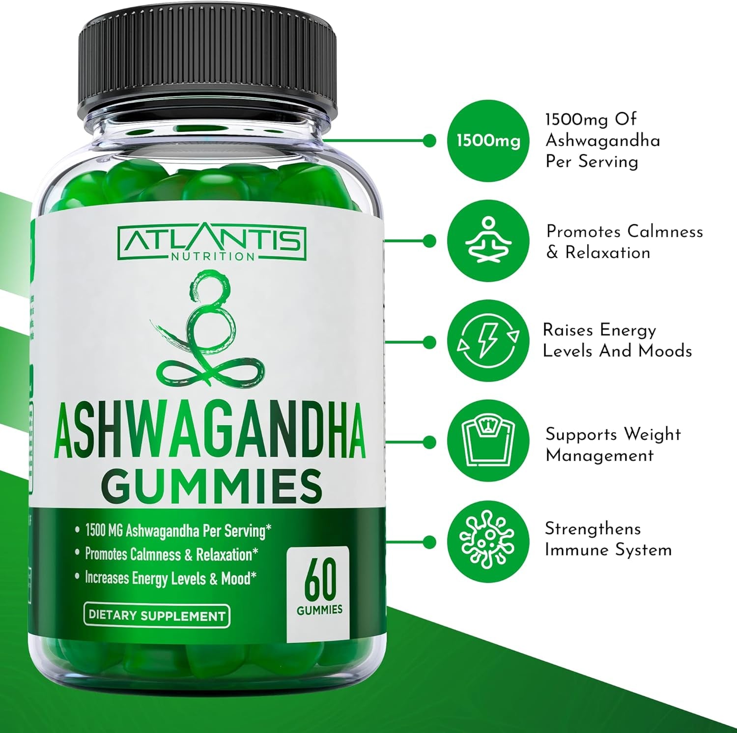 60 Keto Apple Cider Vinegar Gummies Advanced Weight Loss + 60 Ashwagandha Gummies - 1500MG Ashwagandha per Serving