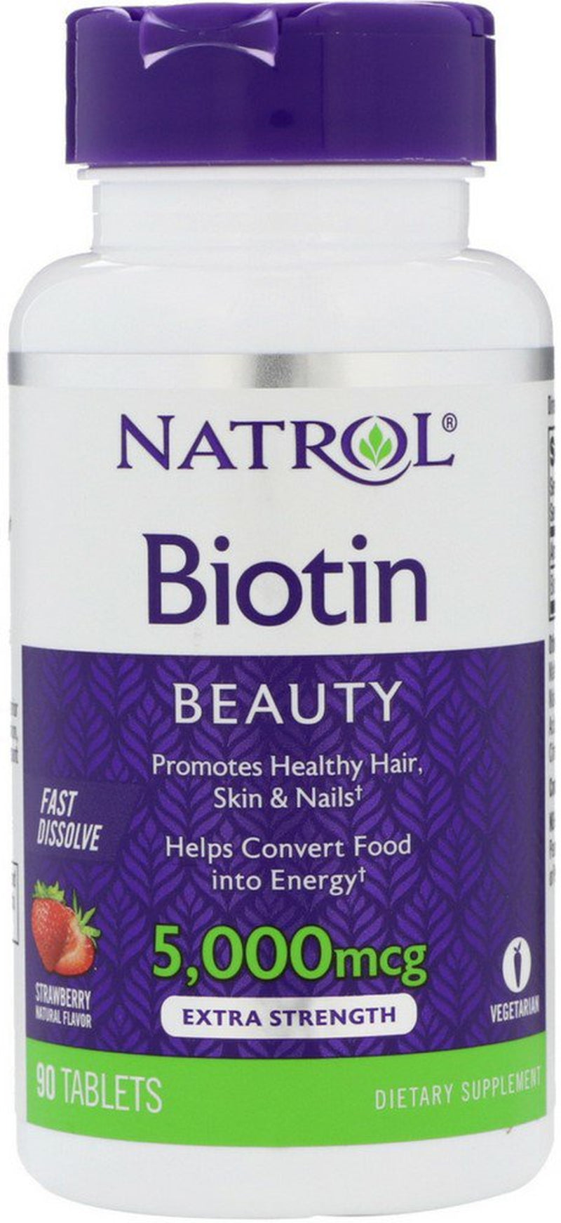Natrol Biotin 5,000Mcg Fast Dissolve, 90 Tablets (Pack of 3)