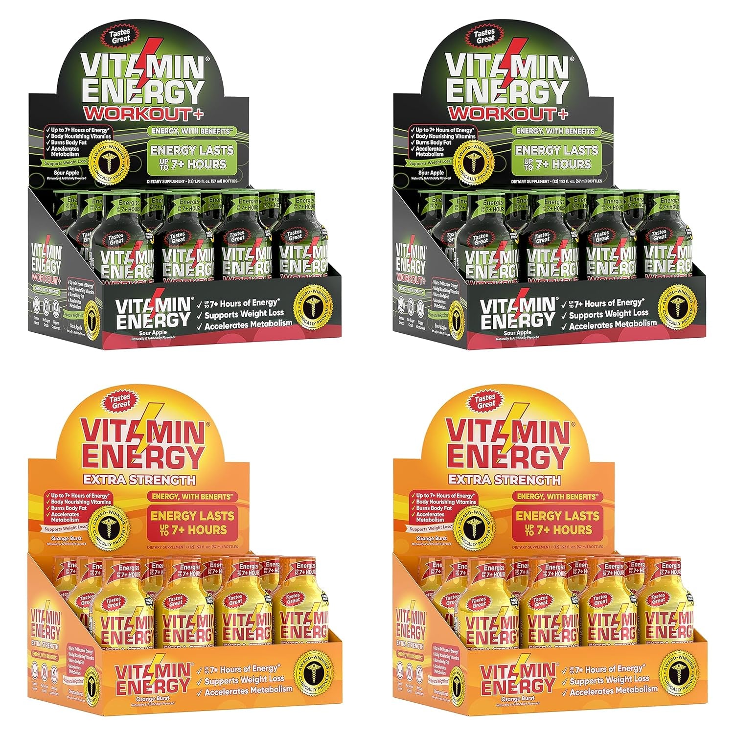 Vitamin Energy Pre-Workout and Extra Strength Energy Drink Shot Bundle