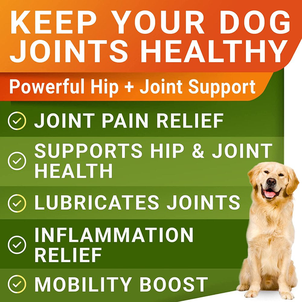 Glucosamine Treats for Dogs - Joint Supplement W/Omega-3 Fish Oil - Chondroitin, MSM - Advanced Mobility Chews - Joint Pain Relief - Hip & Joint Care - Made in USA