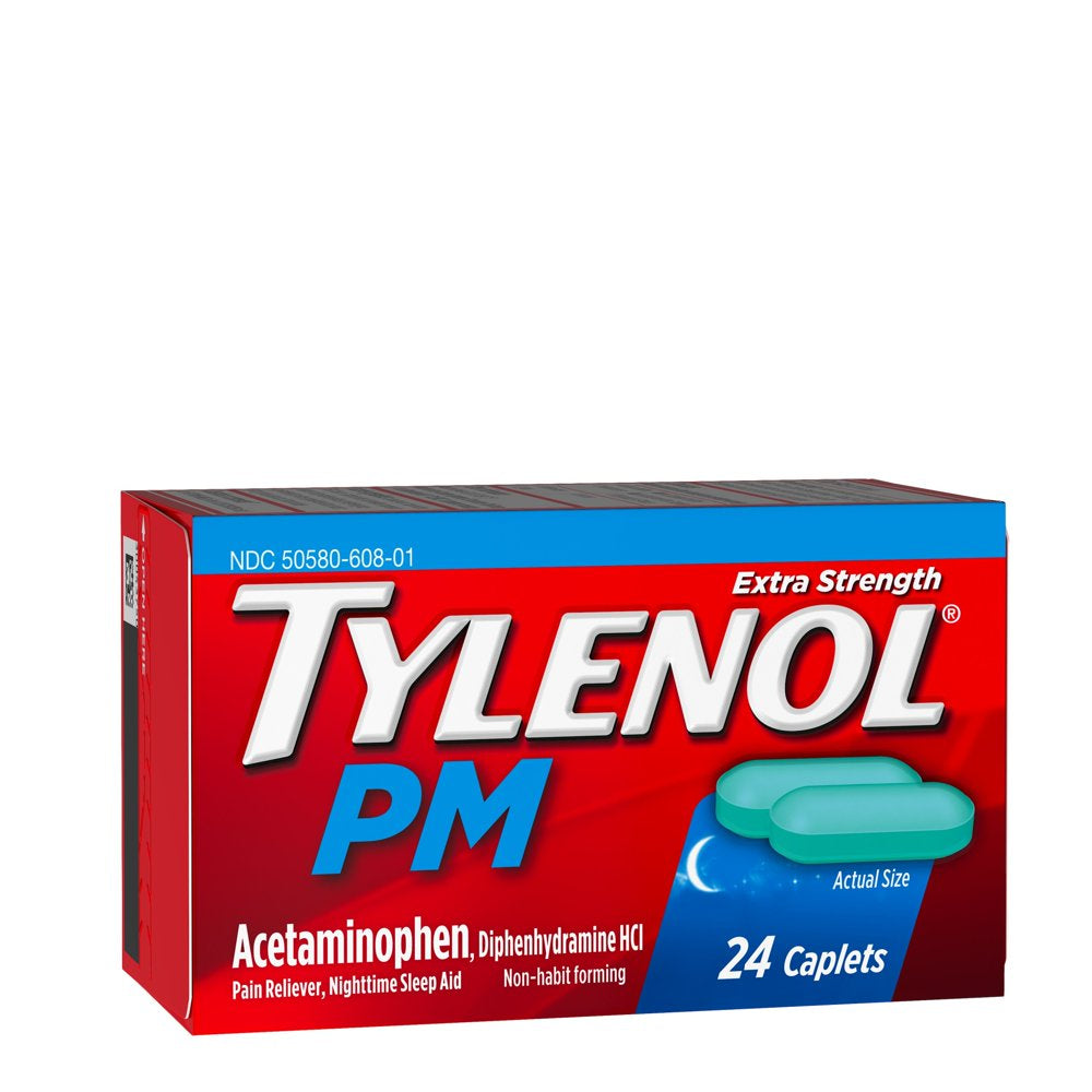 Tylenol PM Extra Strength Pain Reliever & Sleep Aid Caplets, 24Ct