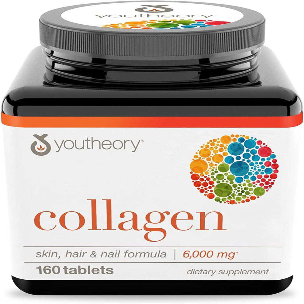 Youtheory Collagen with Vitamin C, Advanced Hydrolyzed Formula for Optimal Absorption, Skin, Hair, Nails and Joint Support, 160 Supplements