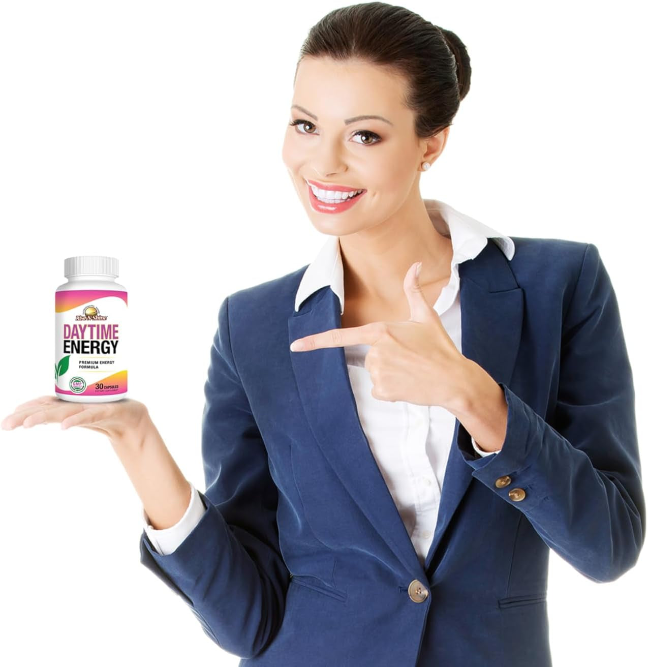 RISE-N-SHINE Daytime Energy Supplement for Men & Women - Vitamin B6, B12 and Caffeine Blend (30 Capsules)