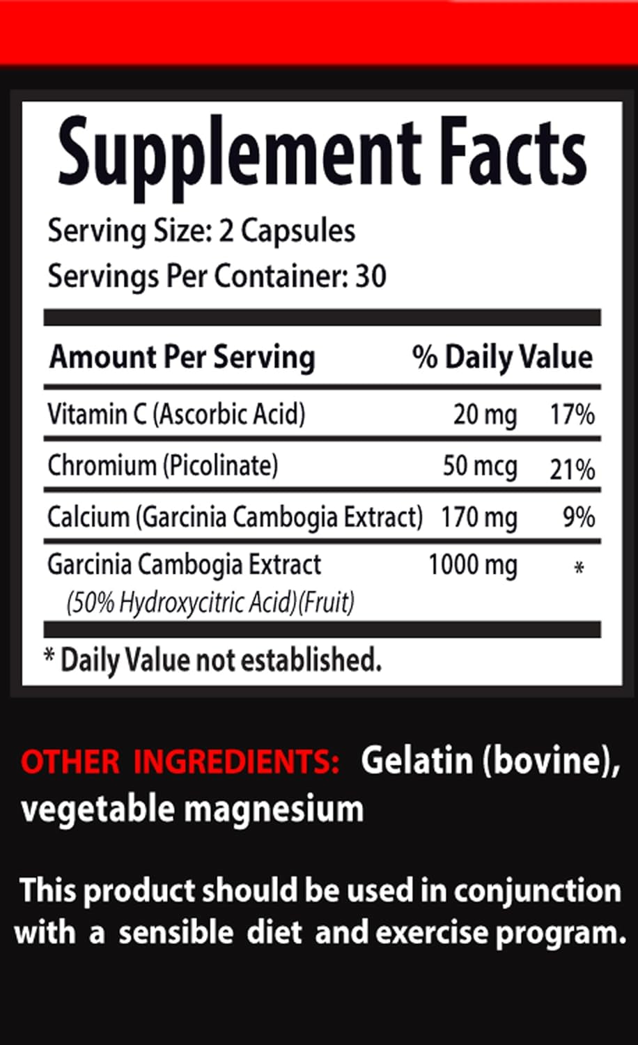 Vitamin to Reduce Inflammation - Garcinia CAMBOGIA Extract 1190 MG, with Calcium, Chromium, Vitamin C - Garcinia Cambogia Bulk Supplements, 1 Bottle (60 Capsules)